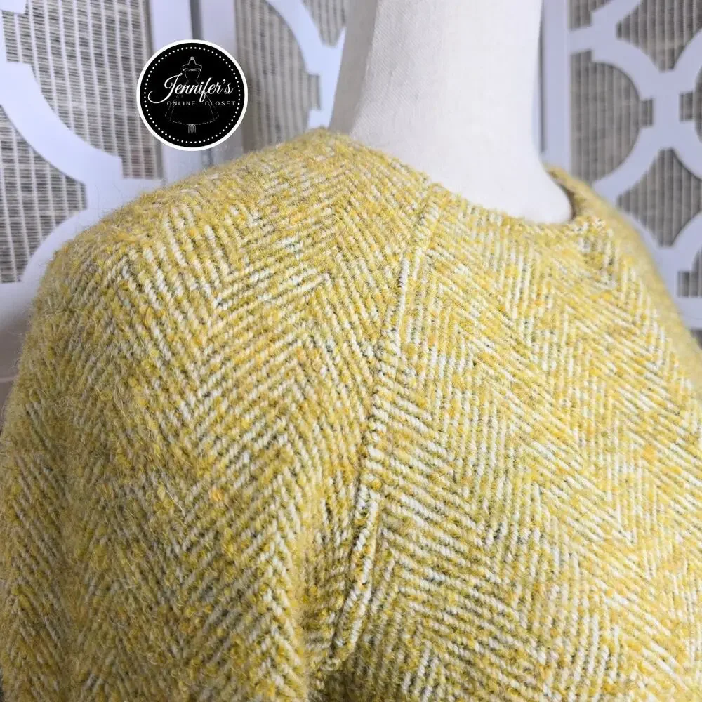 Boden Mustard Sienna Herringbone Wool Alpaca Blend Driving Coat Size 2P